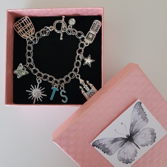 New Taylor Swift "Folklore Eras" Inspired Stainless Steel Chain Charm Bracelet - Picture 2 of 3